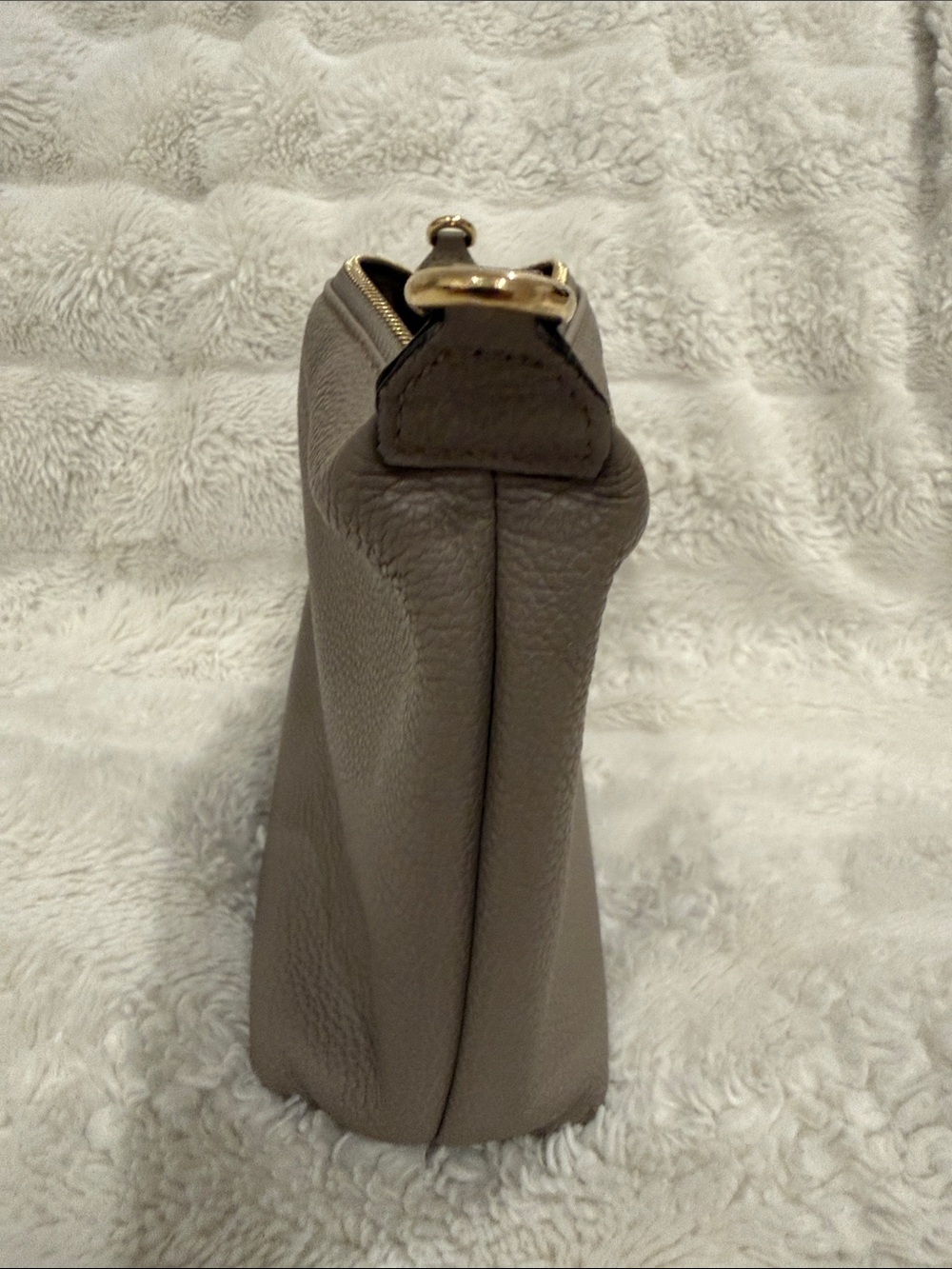 Furla Taupe Gray Pebbled Leather Crossbody with Gold Hardware - Picture 10 of 11